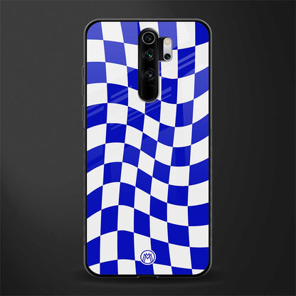 blue white trippy check pattern glass case for redmi note 8 pro image