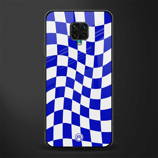 blue white trippy check pattern glass case for redmi note 9 pro max image