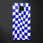 blue white trippy check pattern glass case for redmi note 9 pro image