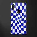 blue white trippy check pattern glass case for redmi note 7 image