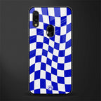 blue white trippy check pattern glass case for redmi note 7 pro image