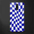 blue white trippy check pattern glass case for redmi 8 image