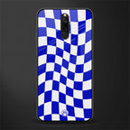 blue white trippy check pattern glass case for redmi 8 image