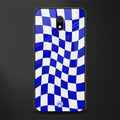blue white trippy check pattern glass case for redmi 8a image