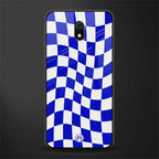 blue white trippy check pattern glass case for redmi 8a image