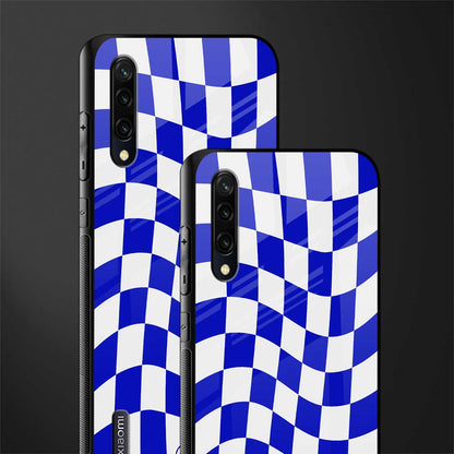 blue white trippy check pattern glass case for mi a3 redmi a3 image-2