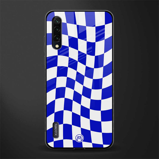 blue white trippy check pattern glass case for mi a3 redmi a3 image