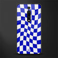 blue white trippy check pattern glass case for redmi k20 pro image
