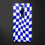 blue white trippy check pattern glass case for redmi k20 pro image