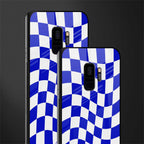 blue white trippy check pattern glass case for samsung galaxy s9 image-2