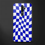 blue white trippy check pattern glass case for oppo a9 2020 image