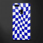 blue white trippy check pattern glass case for oppo a12 image
