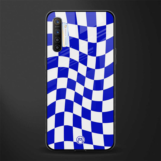 blue white trippy check pattern glass case for realme x2 image