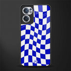 blue white trippy check pattern glass case for oneplus nord ce 2 5g image