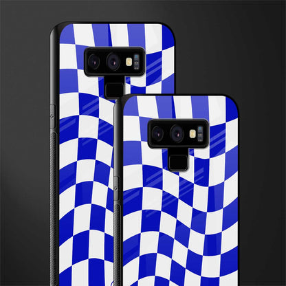 blue white trippy check pattern glass case for samsung galaxy note 9 image-2