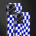 blue white trippy check pattern glass case for phone case | glass case for oneplus nord 2t 5g