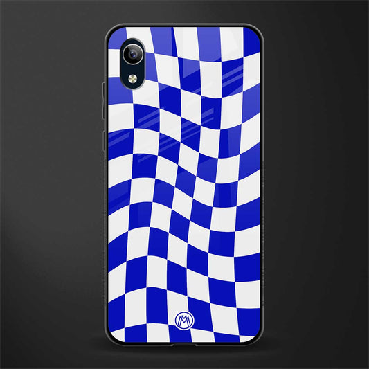blue white trippy check pattern glass case for vivo y90 image
