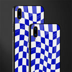 blue white trippy check pattern glass case for vivo v11 pro image-2