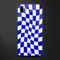 blue white trippy check pattern glass case for vivo v11 pro image
