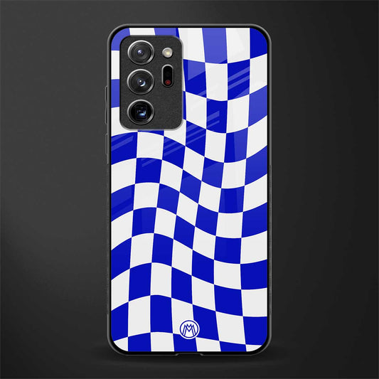blue white trippy check pattern glass case for samsung galaxy note 20 ultra 5g image