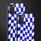 blue white trippy check pattern glass case for samsung galaxy note 20 image-2