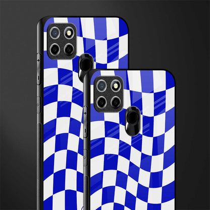 blue white trippy check pattern glass case for realme narzo 30a image-2