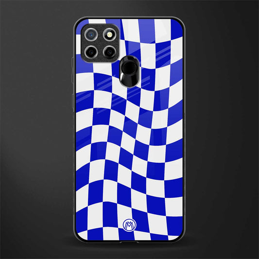 blue white trippy check pattern glass case for realme narzo 20 image