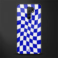 blue white trippy check pattern glass case for poco m2 image
