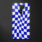 blue white trippy check pattern glass case for poco m2 image