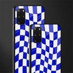 blue white trippy check pattern glass case for samsung galaxy s20 plus image-2