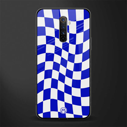 blue white trippy check pattern glass case for realme x2 pro image