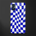 blue white trippy check pattern glass case for vivo v17 image