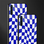 blue white trippy check pattern glass case for oppo f15 image-2