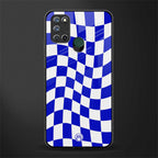 blue white trippy check pattern glass case for realme 7i image