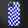 blue white trippy check pattern glass case for oppo f17 image