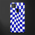blue white trippy check pattern glass case for redmi 9 image