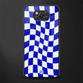 blue white trippy check pattern glass case for poco x3 pro image