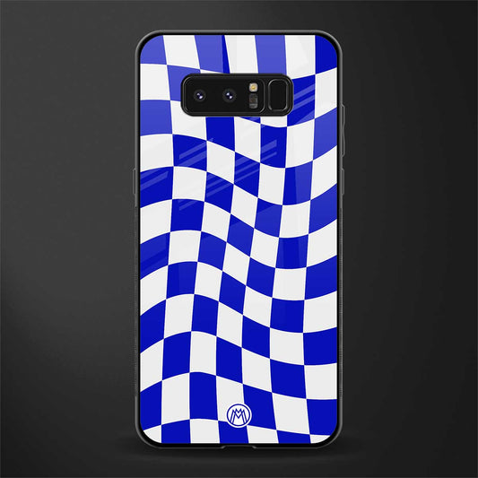 blue white trippy check pattern glass case for samsung galaxy note 8 image