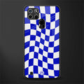 blue white trippy check pattern glass case for realme c21 image