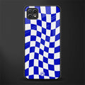 blue white trippy check pattern glass case for samsung galaxy a22 5g image
