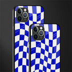 blue white trippy check pattern glass case for iphone 11 pro image-2