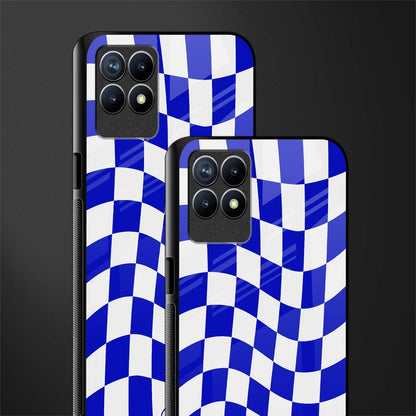 blue white trippy check pattern glass case for realme 8i image-2