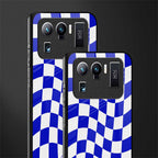 blue white trippy check pattern glass case for mi 11 ultra 5g image-2