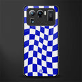 blue white trippy check pattern glass case for mi 11 ultra 5g image