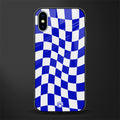 blue white trippy check pattern glass case for iphone xs image