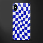 blue white trippy check pattern glass case for iphone xs image
