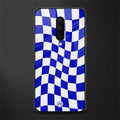 blue white trippy check pattern glass case for oneplus 7 pro image