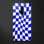 blue white trippy check pattern glass case for oneplus 7 pro image
