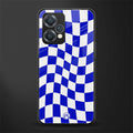 blue white trippy check pattern back phone cover | glass case for oneplus nord ce 2 lite 5g