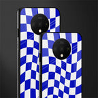 blue white trippy check pattern glass case for oneplus 7t image-2